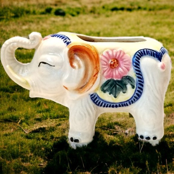 Occupied Japan Other - Lucky Elephant Small Planter Hand Painted Ceramic Made in Occupied Japan1945